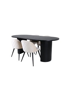Matgrupp Bianca med Velvet matstolar, 200 × 90 cm