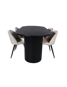 Matgrupp Bianca med Velvet matstolar, 200 × 90 cm 2