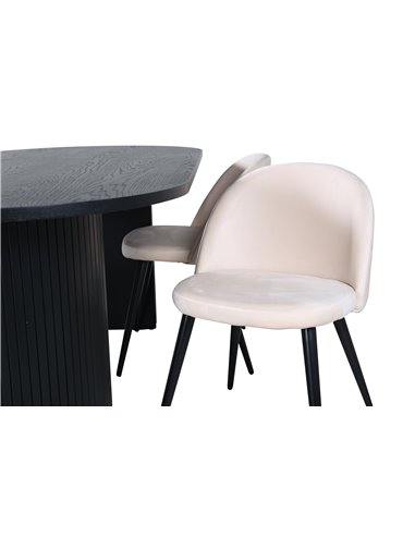 Matgrupp Bianca med Velvet matstolar, 200 × 90 cm