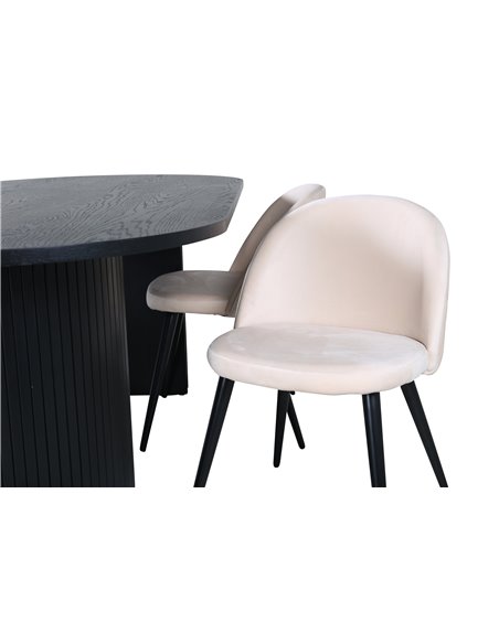 Matgrupp Bianca med Velvet matstolar, 200 × 90 cm