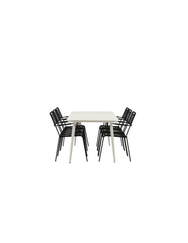 Matgrupp Lina med Lindos matstolar, 200 × 90 cm, Beige/Svart