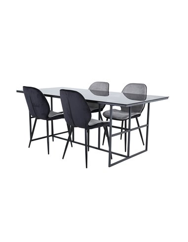 Matgrupp Leif med Emma matstolar, 200 × 90 cm