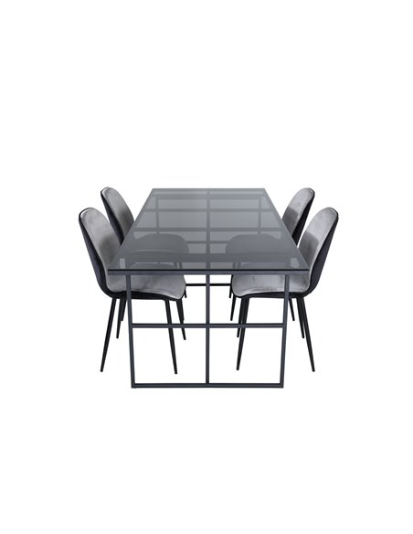 Matgrupp Leif med Emma matstolar, 200 × 90 cm