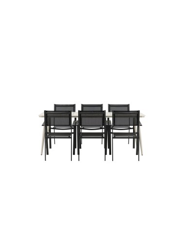Matgrupp Lina med Copacabana matstolar, 200 × 90 cm