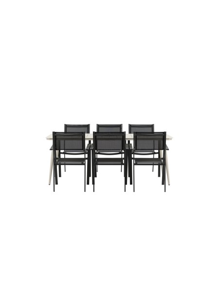 Matgrupp Lina med Copacabana matstolar, 200 × 90 cm
