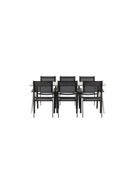 Matgrupp Lina med Copacabana matstolar, 200 × 90 cm