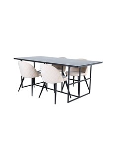 Matgrupp Leif med Velvet matstolar, 200 × 90 cm