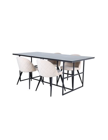 Matgrupp Leif med Velvet matstolar, 200 × 90 cm