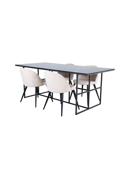 Matgrupp Leif med Velvet matstolar, 200 × 90 cm