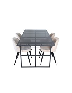 Matgrupp Leif med Velvet matstolar, 200 × 90 cm 2