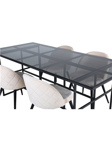 Matgrupp Leif med Velvet matstolar, 200 × 90 cm