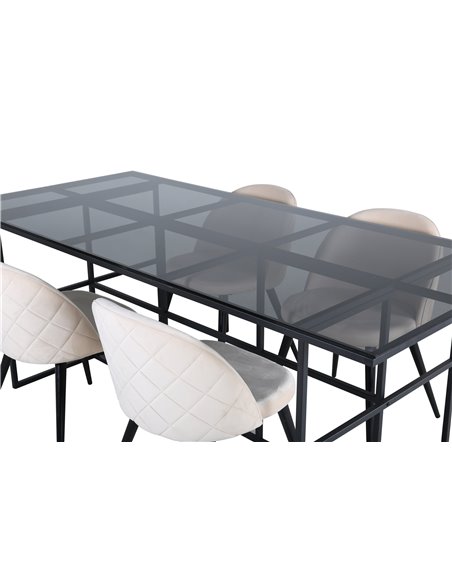 Matgrupp Leif med Velvet matstolar, 200 × 90 cm