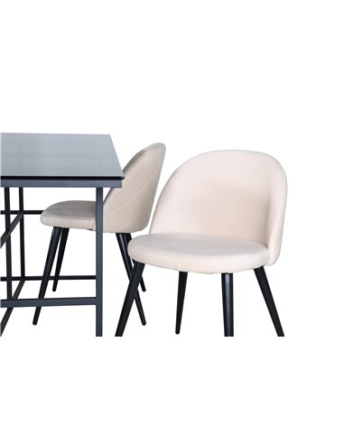 Matgrupp Leif med Velvet matstolar, 200 × 90 cm