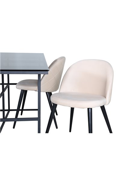 Matgrupp Leif med Velvet matstolar, 200 × 90 cm