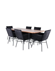 Matgrupp Uno med Petra matstolar, 200 × 90 cm