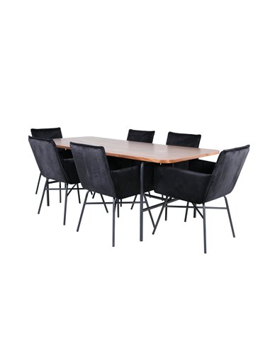 Matgrupp Uno med Petra matstolar, 200 × 90 cm