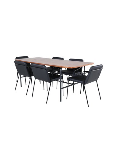 Matgrupp Uno med Tvist matstolar, 200 × 90 cm