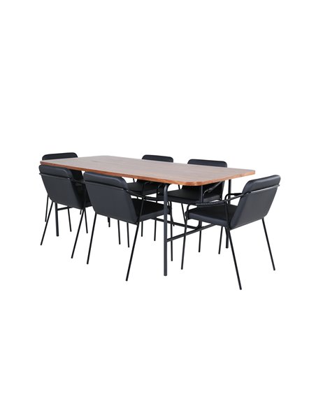 Matgrupp Uno med Tvist matstolar, 200 × 90 cm