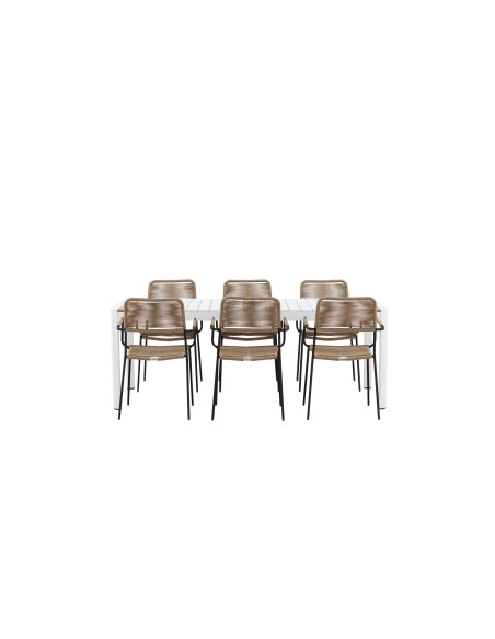 Matgrupp Togo med Lindos matstolar, 200 × 100 cm