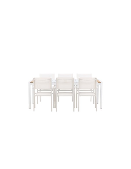 Matgrupp Togo med Santorini matstolar, 200 × 100 cm