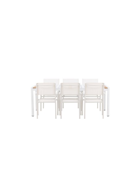 Matgrupp Togo med Santorini matstolar, 200 × 100 cm