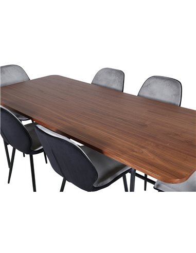 Matgrupp Uno med Emma matstolar, 200 × 90 cm