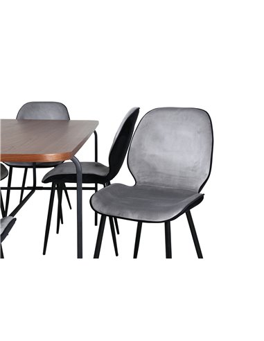 Matgrupp Uno med Emma matstolar, 200 × 90 cm