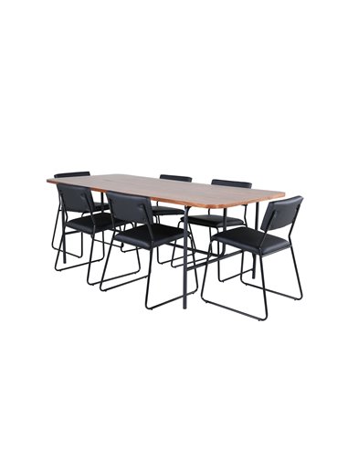 Matgrupp Uno med Kenth matstolar, 200 × 90 cm