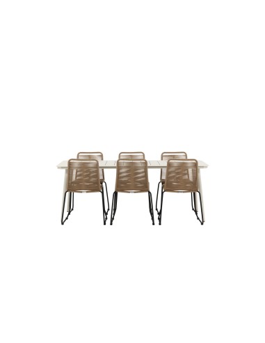 Matgrupp Lina med Lindos matstolar, 200 × 90 cm