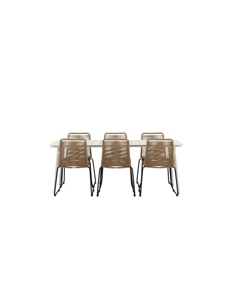 Matgrupp Lina med Lindos matstolar, 200 × 90 cm
