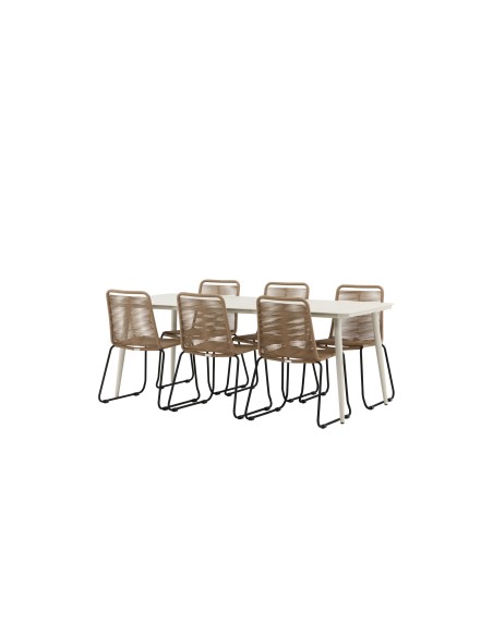 Matgrupp Lina med Lindos matstolar, 200 × 90 cm
