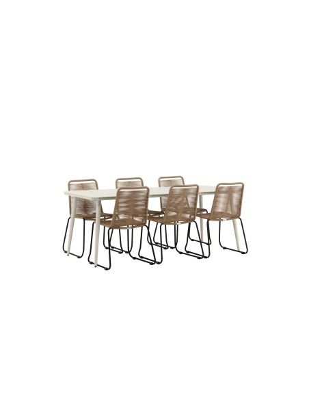 Matgrupp Lina med Lindos matstolar, 200 × 90 cm