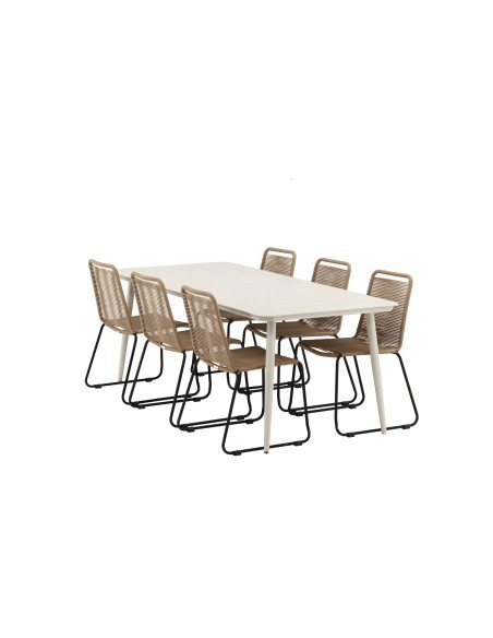 Matgrupp Lina med Lindos matstolar, 200 × 90 cm