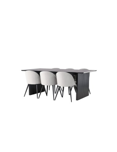 Matgrupp Vail med Velvet matstolar, 200 × 100 cm