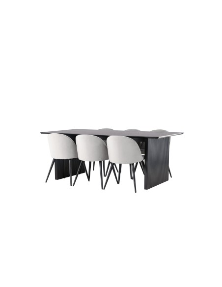 Matgrupp Vail med Velvet matstolar, 200 × 100 cm