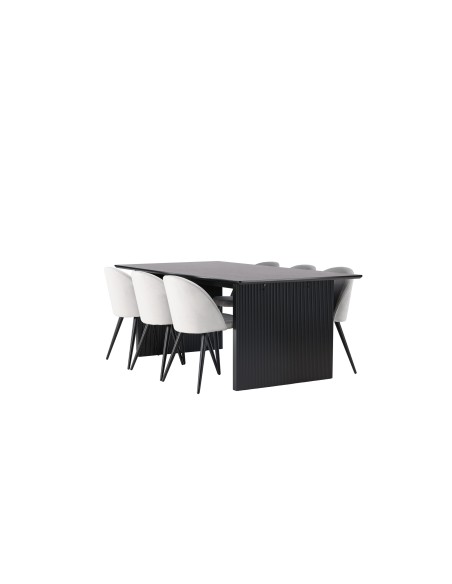Matgrupp Vail med Velvet matstolar, 200 × 100 cm
