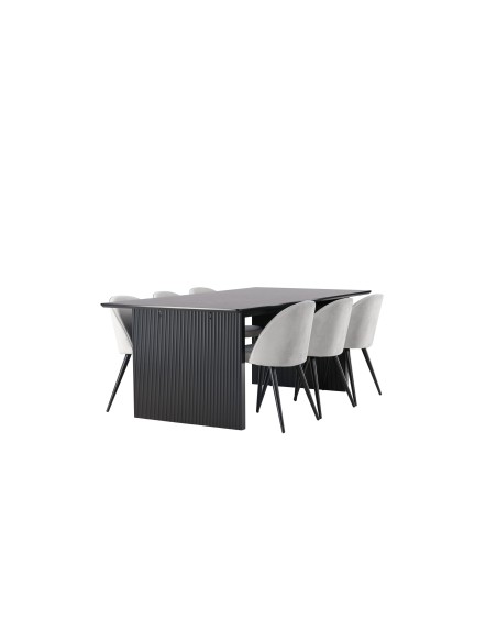 Matgrupp Vail med Velvet matstolar, 200 × 100 cm