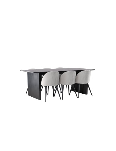 Matgrupp Vail med Velvet matstolar, 200 × 100 cm