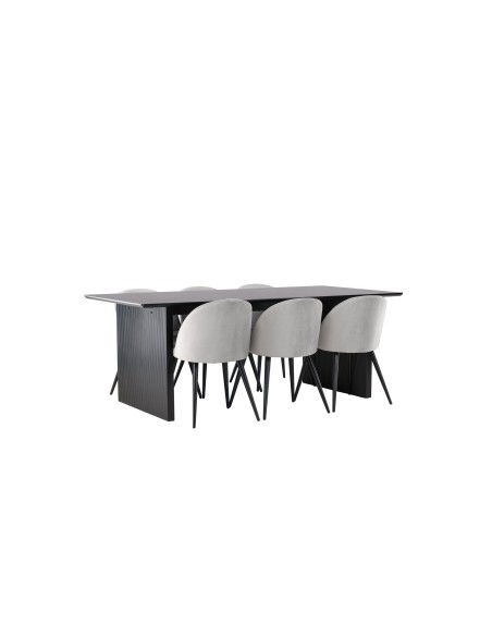 Matgrupp Vail med Velvet matstolar, 200 × 100 cm