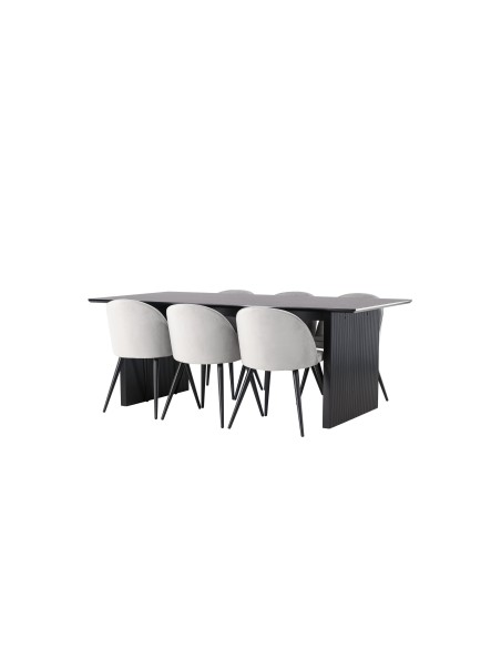Matgrupp Vail med Velvet matstolar, 200 × 100 cm