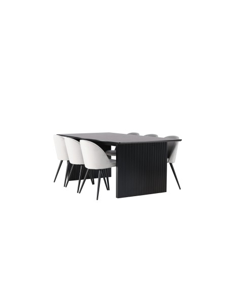 Matgrupp Vail med Velvet matstolar, 200 × 100 cm