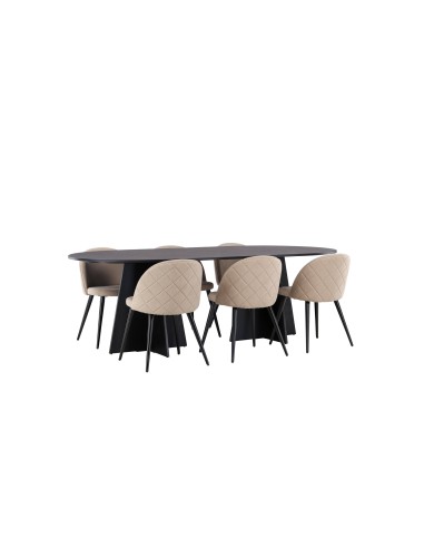 Matgrupp Bootcut med Velvet matstolar, 230 × 115 cm