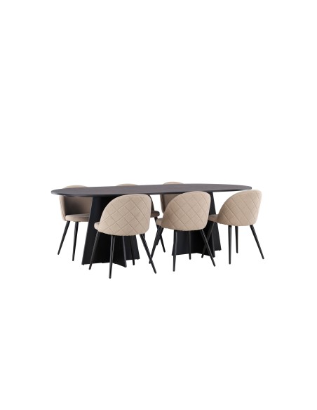 Matgrupp Bootcut med Velvet matstolar, 230 × 115 cm