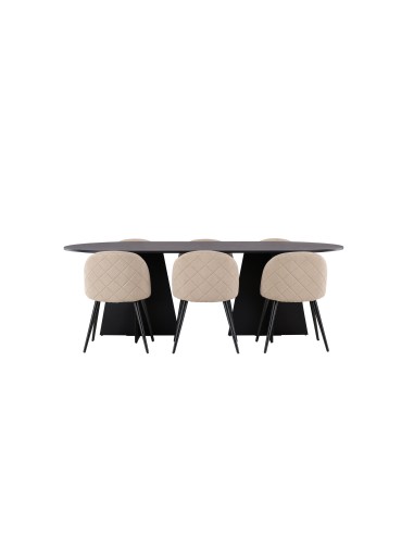 Matgrupp Bootcut med Velvet matstolar, 230 × 115 cm