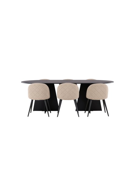 Matgrupp Bootcut med Velvet matstolar, 230 × 115 cm