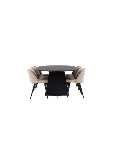 Matgrupp Bootcut med Velvet matstolar, 230 × 115 cm