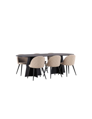 Matgrupp Bootcut med Velvet matstolar, 230 × 115 cm