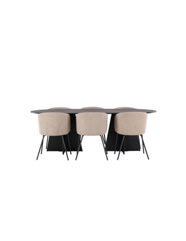 Matgrupp Bootcut med Berit matstolar, 230 × 115 cm