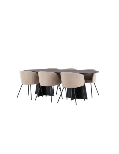 Matgrupp Bootcut med Berit matstolar, 230 × 115 cm