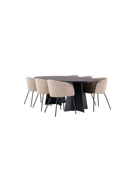 Matgrupp Bootcut med Berit matstolar, 230 × 115 cm